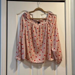 Ann Taylor Square Neck Hearts Blouse
